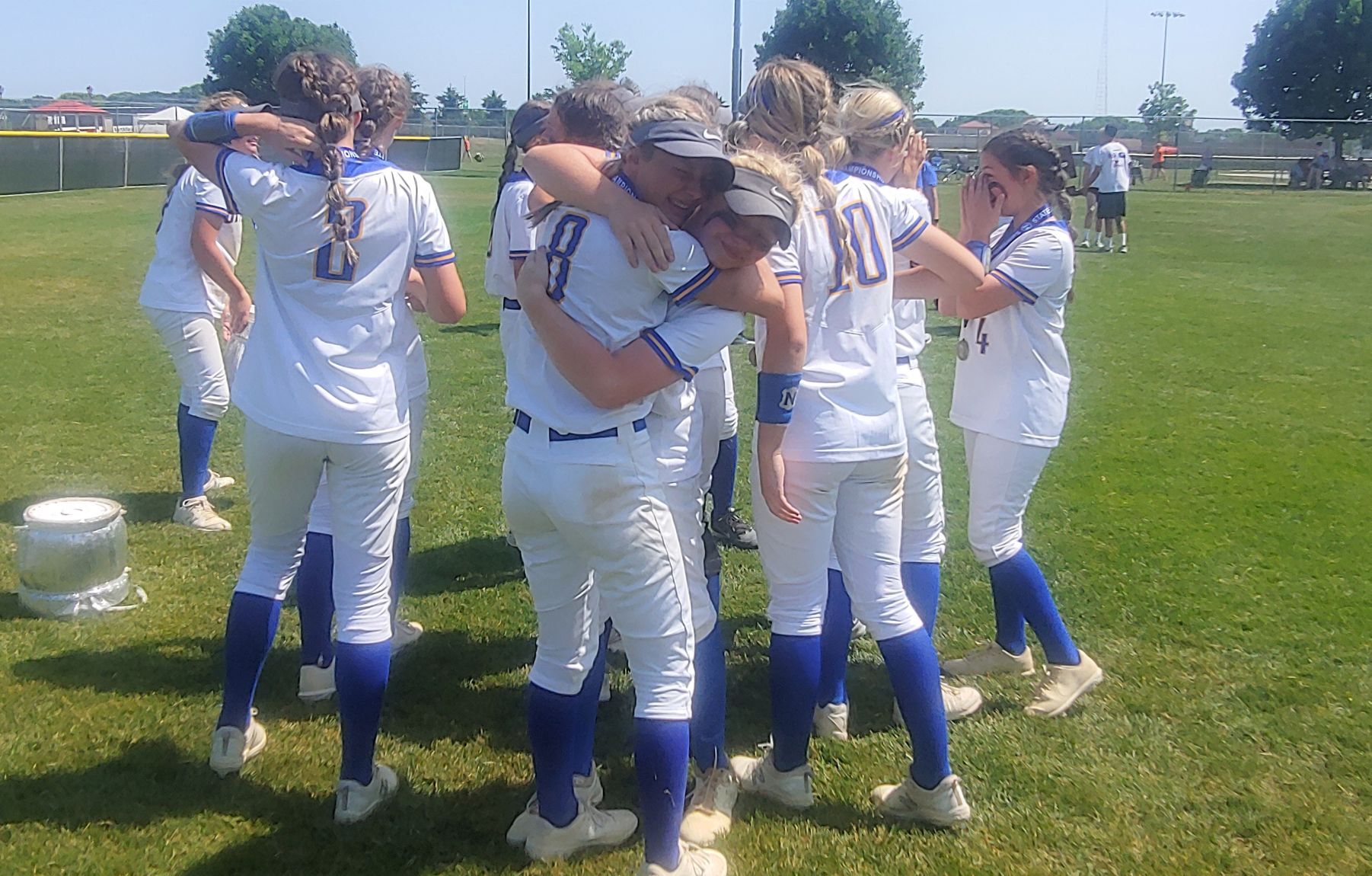 Players hug